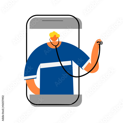 Telemedicine illustration on isolated background. Doctor and medical online illustration.