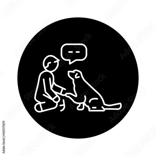 Command give a paw color line icon. Dog training.