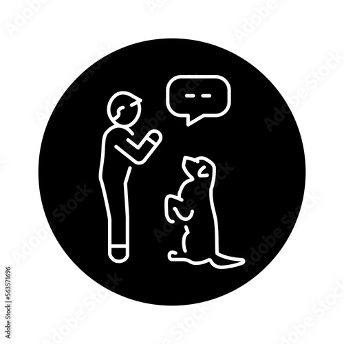 Stand command color line icon. Dog training.