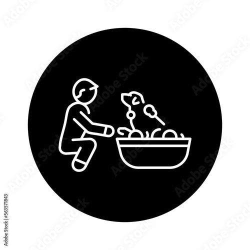 Bathing a pet color line icon. Dog training.