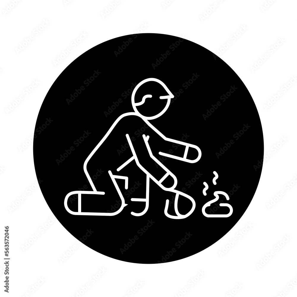 Picking up dog feces color line icon. Urban sign. Picking up dog feces color line icon. Urban sign.