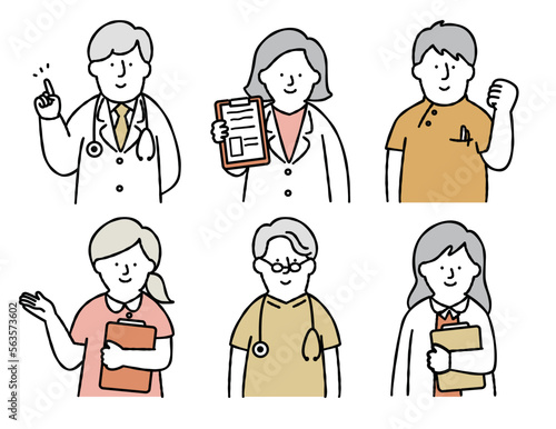 医療従事者・福祉の人物セット 上半身 イエロー