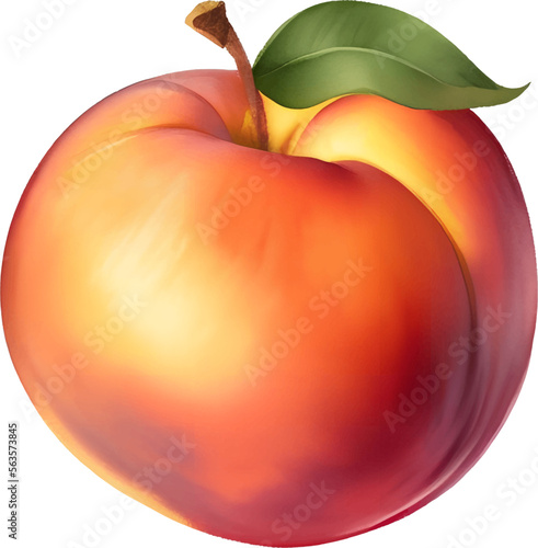 Peach Detailed Hand Drawn Illustration Vector Isolated