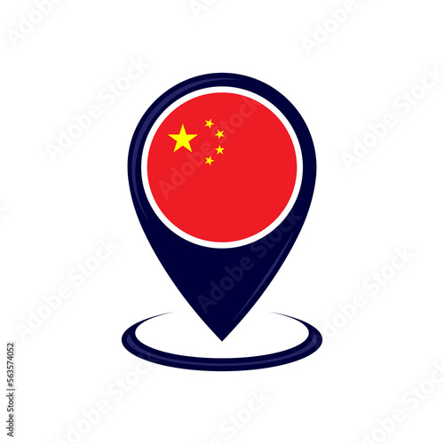Free Download Location icon with China flag isolated. China flag and map pointer icon. vector illustration - GFXLoad