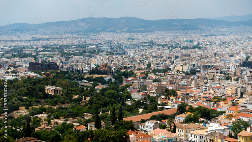Modern Athens from the Acropolis in sunshine
