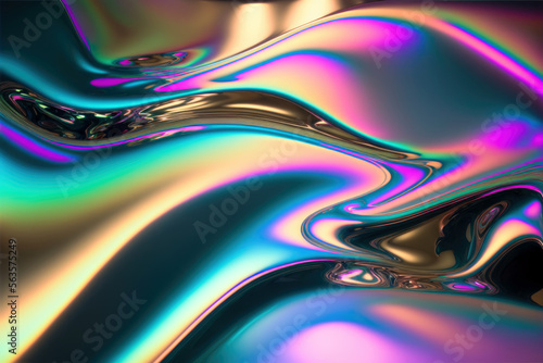 Abstract colorful holographic background, iridescent texture liquid 3d. Generative ai