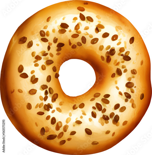Delicious Bagel Detailed Hand Drawn Illustration Vector Isolated