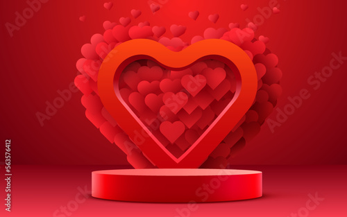 Valentine's day scene background. Product presentation, mock up, show cosmetic product, Podium, stage pedestal or platform.