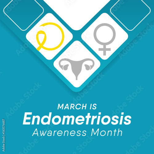 Endometriosis awareness month is observed every year in March, is a painful condition where endometrial tissue grows outside the uterus. Vector illustration