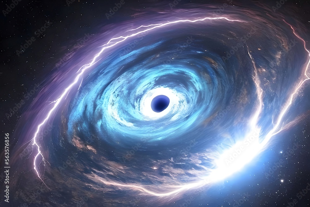 Black hole with lighting bolt --illustration,space,galaxy