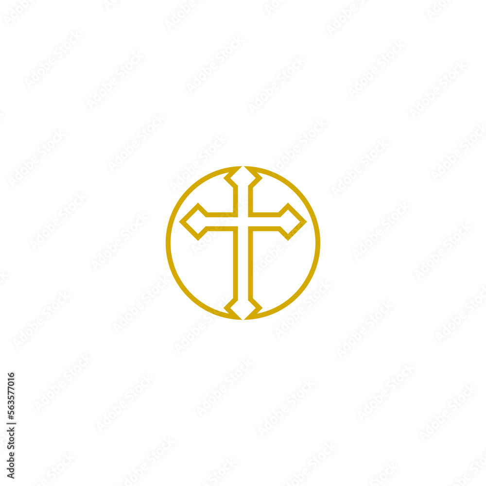 Christian Cross line circle icon logo isolated on white background Christian Cross line circle icon logo isolated on white background