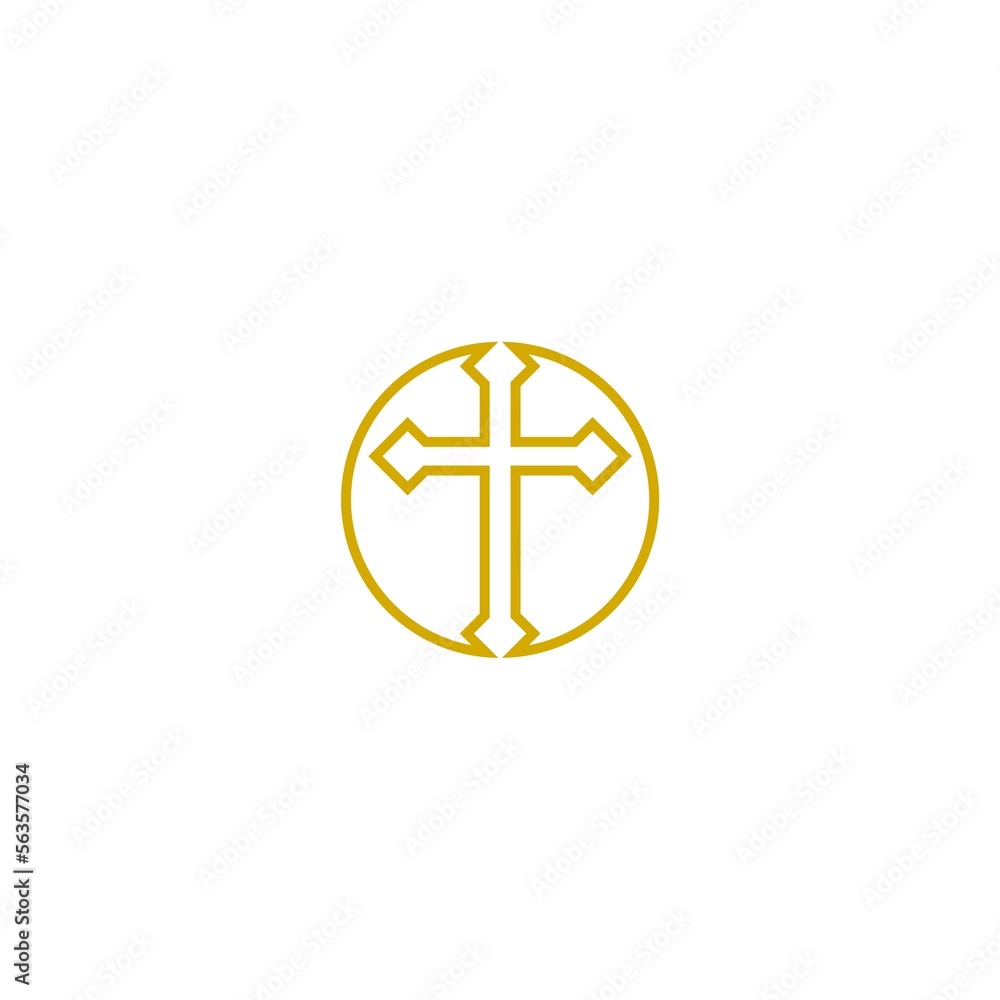 Christian Cross line circle icon logo isolated on white background Christian Cross line circle icon logo isolated on white background