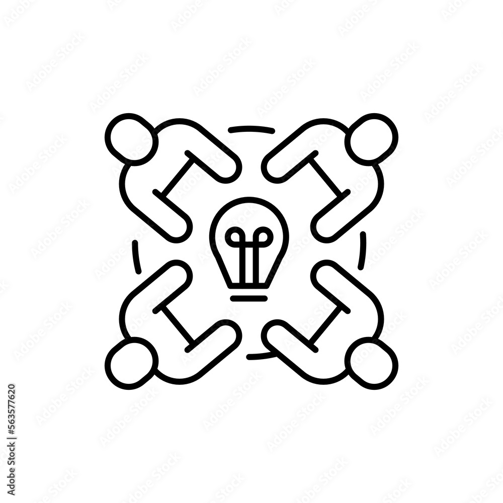 Business meeting color line icon. Diverse group of people. Business meeting color line icon. Diverse group of people.