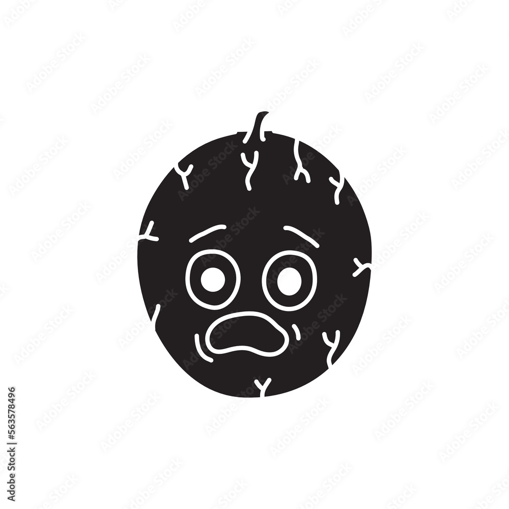 Melon is afraid color line icon. Mascot of emotions Melon is afraid color line icon. Mascot of emotions