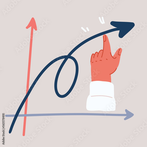 Vector illustration of Market manipulation concept in Businessman hands pushing the prices up and down. Graph growing chart growth indications