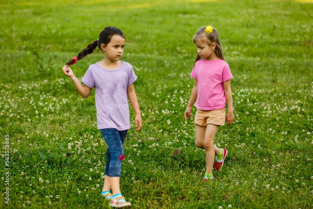two little friends girls in the field. two little friends girls in the field.