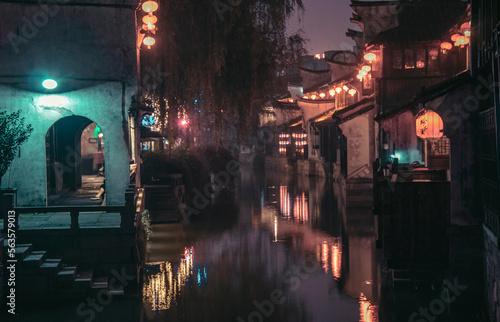 Night views of Yue He Old street in Jiaxing