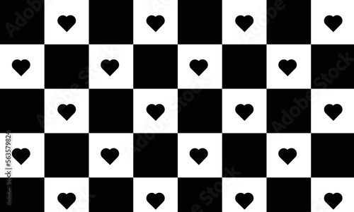 Black and white love grid wallpaper background pattern