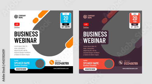 Business webinar or online event social media post template design