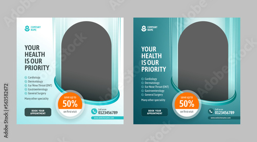 Social media post template set for medical healthcare services