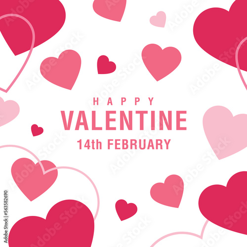 Happy Valentine's Day set of simple cards, banners or backgrounds with heart frame and pattern in modern flat style for decor, greetings, packaging, print, web, promo, sale, pattern
