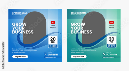 Business live webinar social media post template design