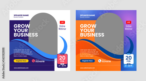 Online webinar for business growth social media post template design