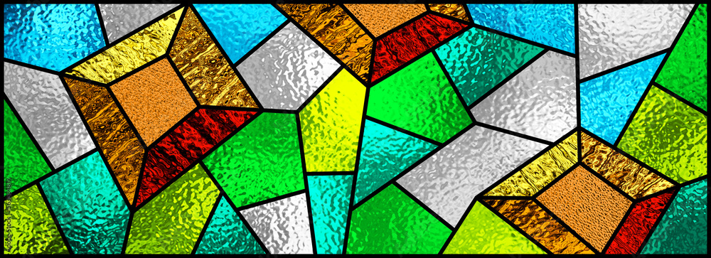 Stained glass window. Colorful geometric pattern. Abstract modern