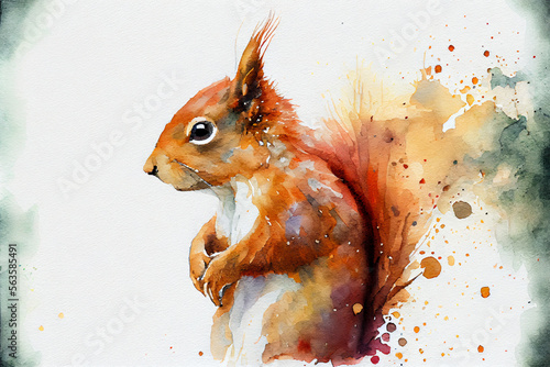 
Eichhörnchen in Aquarellfarben isoliert auf weißen Hintergrund. Generative Ai photo