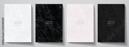 Elegant marble texture set. Vector background collection with black, white line pattern for cover, invitation template, wedding card, contemporary menu design, note book