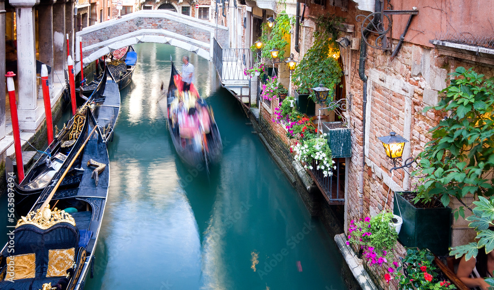 Venice moving gondolas