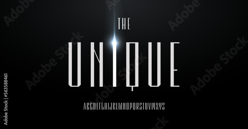 Space alphabet, high geometric letters, unique minimalist font for hightech logo, sophisticated futuristic headline, hud display typography, edm text poster. Vector typographic design