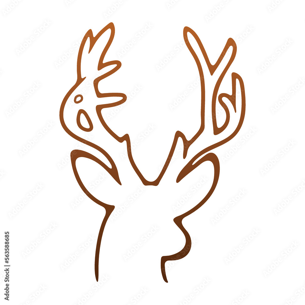 Raindeer head vector illustration brown gradient with white background Raindeer head vector illustration brown gradient with white background