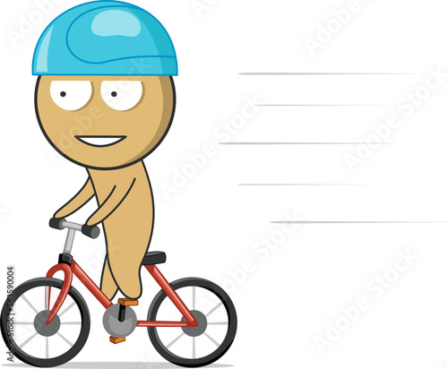 A boy in a helmet rides a bicycle at high speed
