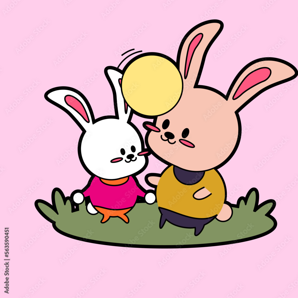 Fototapeta premium kawaii cartoon bunny sticker 