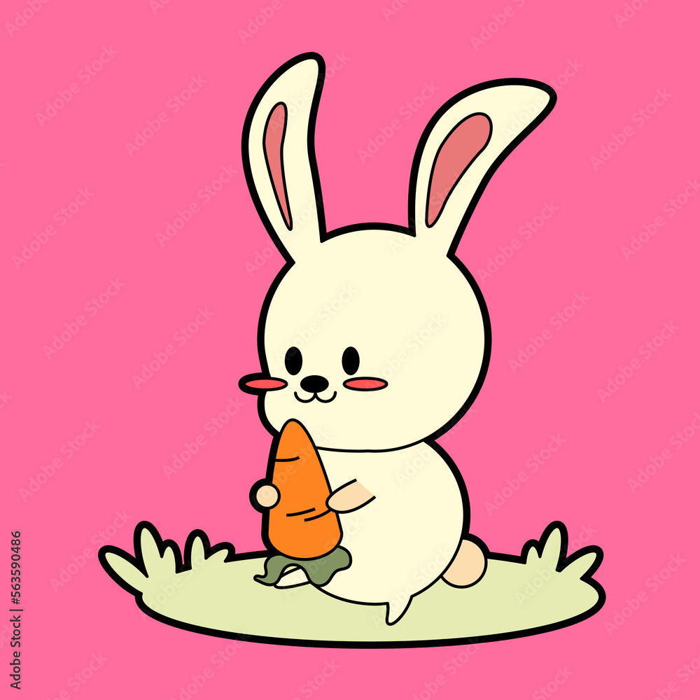 Fototapeta premium kawaii cartoon bunny sticker 