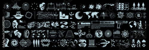 Vászonkép Retro futuristic grunge elements for design