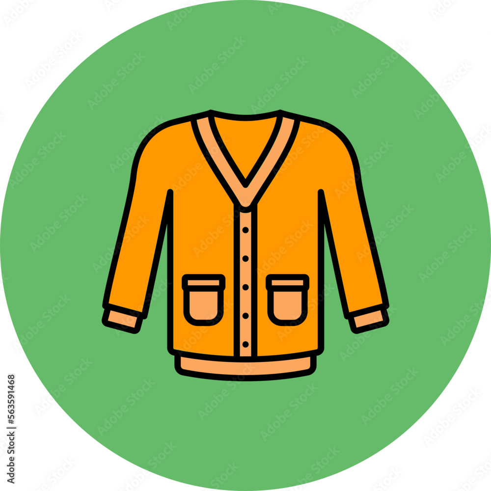 Cardigan Multicolor Circle Filled Line Icon Cardigan Multicolor Circle Filled Line Icon