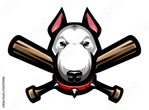 Fotobehang Bull terrier and crossed baseball bats