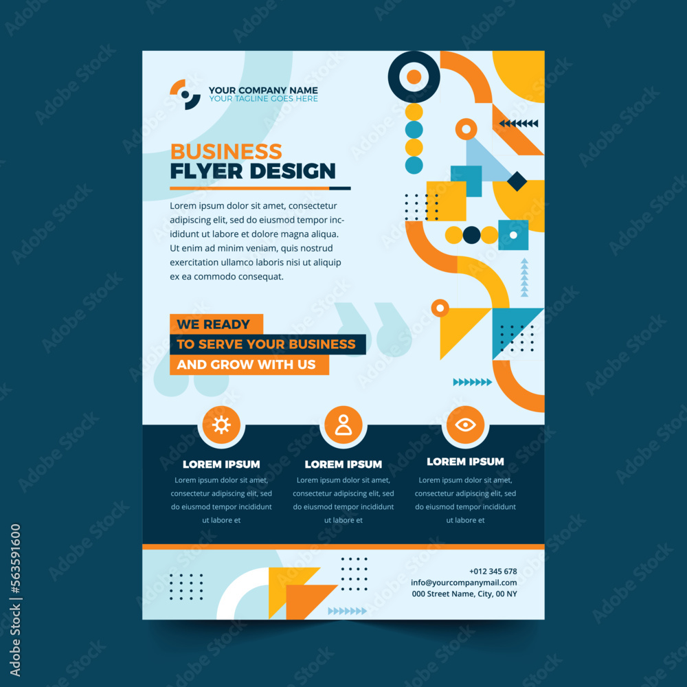 Abstract Flat Business Flyer Design Template with Modern Style 