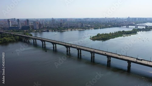 Wallpaper Mural Aerial Drone Flight top down View of freeway busy city rush hour heavy traffic jam highway. Aerial view of the vehicular intersection, traffic at peak hour with cars on the road, on the bridge. Torontodigital.ca