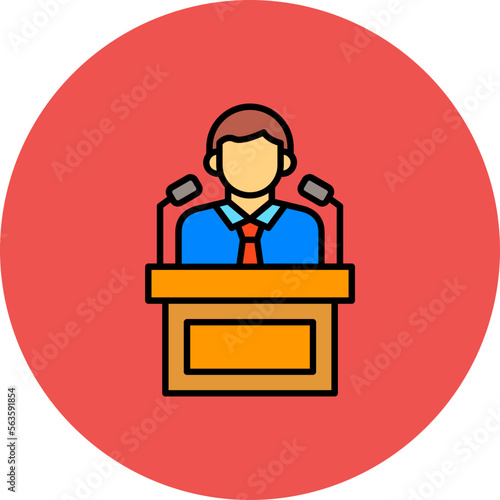 Politician Multicolor Circle Filled Line Icon