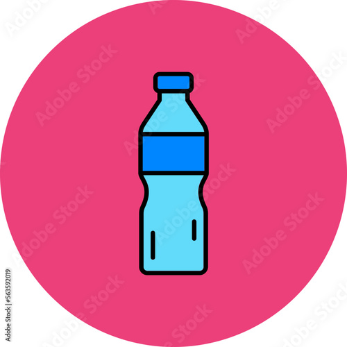 Water Bottle Multicolor Circle Filled Line Icon