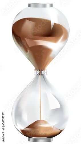Sandglass of two glass flasks - for counting time in minutes, hours, for business, old technology