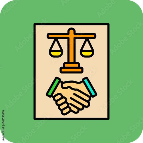 Law Multicolor Round Corner Filled Line Icon