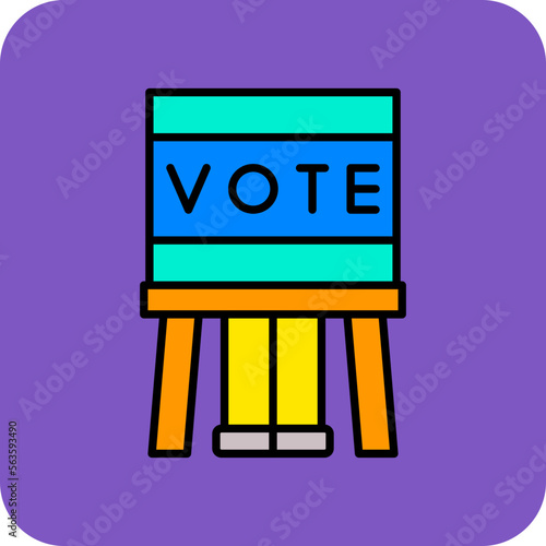 Voting Booth Multicolor Round Corner Filled Line Icon