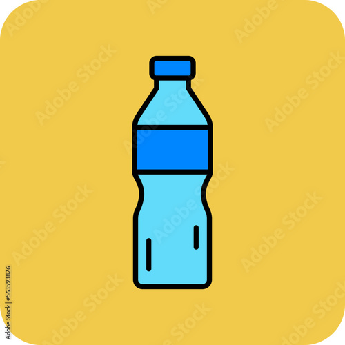 Water Bottle Multicolor Round Corner Filled Line Icon
