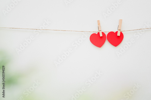 paper heart shape hanging on a string, love valentine concept