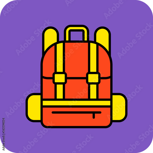 Bagpack Multicolor Round Corner Filled Line Icon