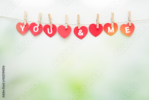 paper heart shape hanging on a string, love valentine concept